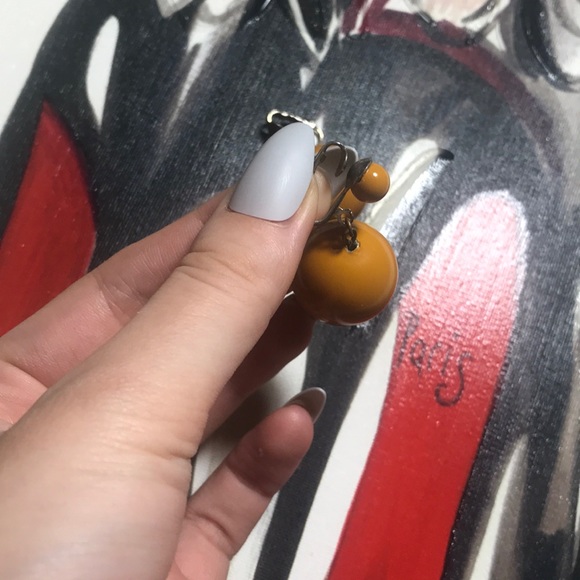 Mustard Ball Clip on Earrings - Picture 3 of 3